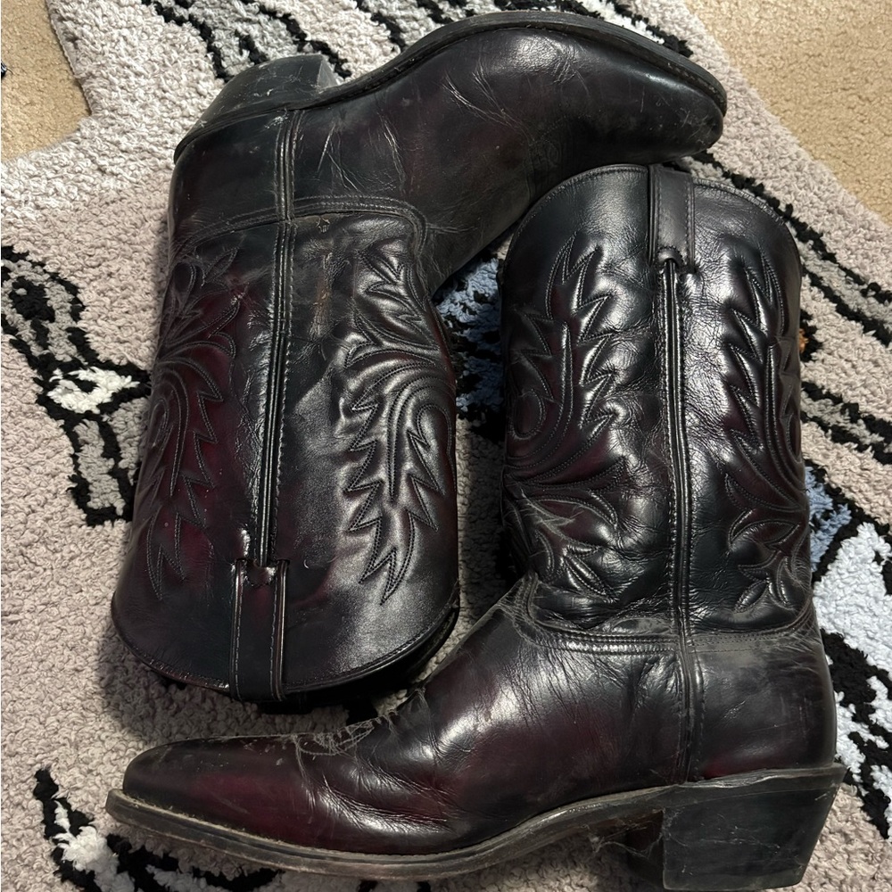Abilene Black Cherry Men’s leather cowboy boots, Size: US 13D